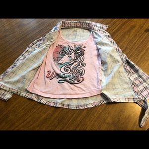 Little girls cold shoulder unicorn shirt